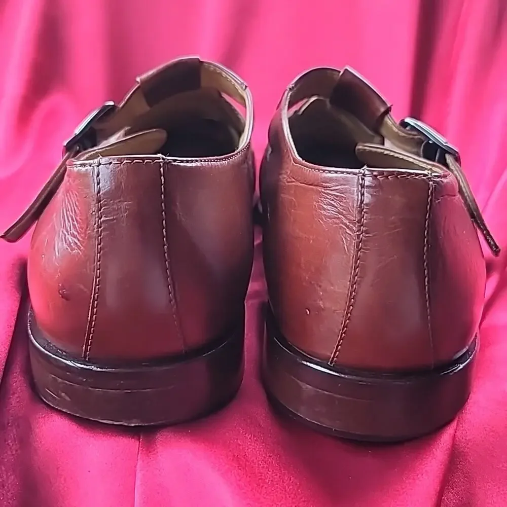 JOHNSTON & MURPHY sz12 monk strap dress sandal handmade leather  🇮🇹 Ital…